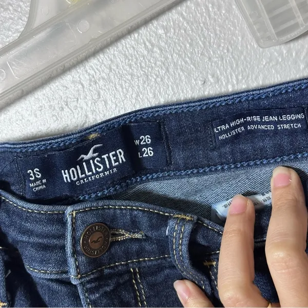 Hollister Women Blue Denim Advanced Stretch Ultra High Rise Jean Jegging size 3S - Image 3