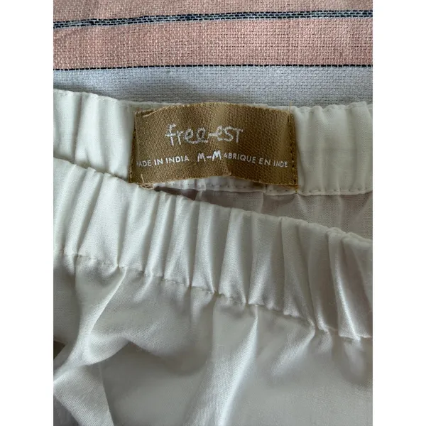 Free-est Free People Cream Cotton Mini Skirt Medium Elastic Waist Pockets - Image 10