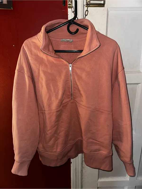 Everlane The Retrack Half-Zip Sweatshirt Light Rose Sustainable Loungewear Cozy - Image 2