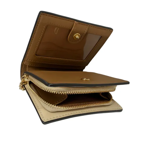 Coach Snap Wallet Signature Bifold Monogram Print‎ Khaki Chalk Neutral Designer - Image 3