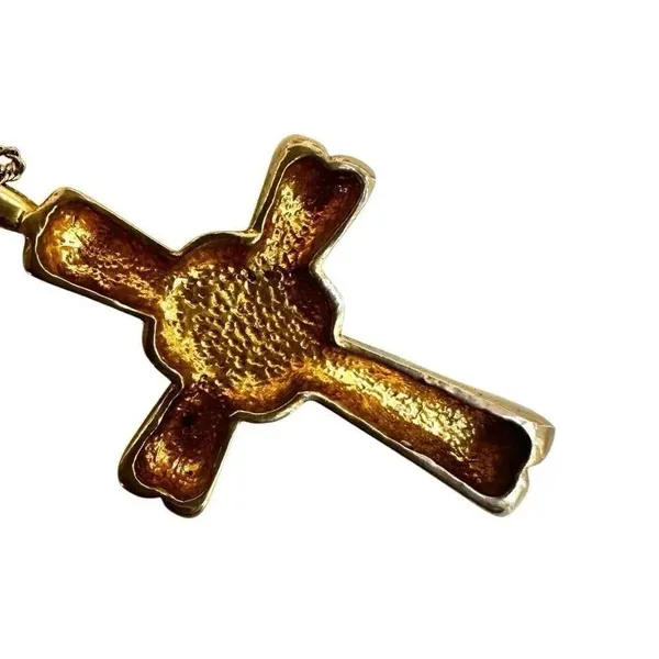 Silver gold tone cross pendant necklace - Image 8