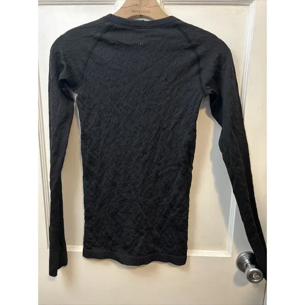 Lululemon Rest Less Pullover Black Textured Long Sleeve Crewneck Top Size XXXS - Image 7