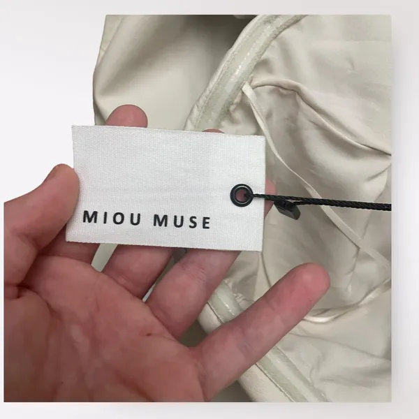 Miou Muse Cream Faux‎ Leather Bow in back Strapless Short Dress NWT Size S - Image 7