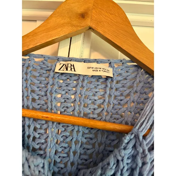 Zara Blue Sweater Vest‎ With Gold Buttons Size Medium - Image 7