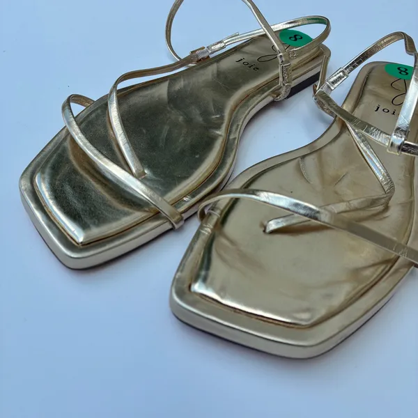 Joie Metallic Gold Square Toe Strappy Sandals Womens 8 - Image 2