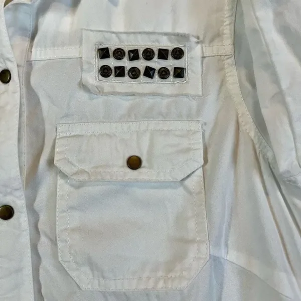 Seven For All Mankind Snap Button Up White Blouse Small - Image 14
