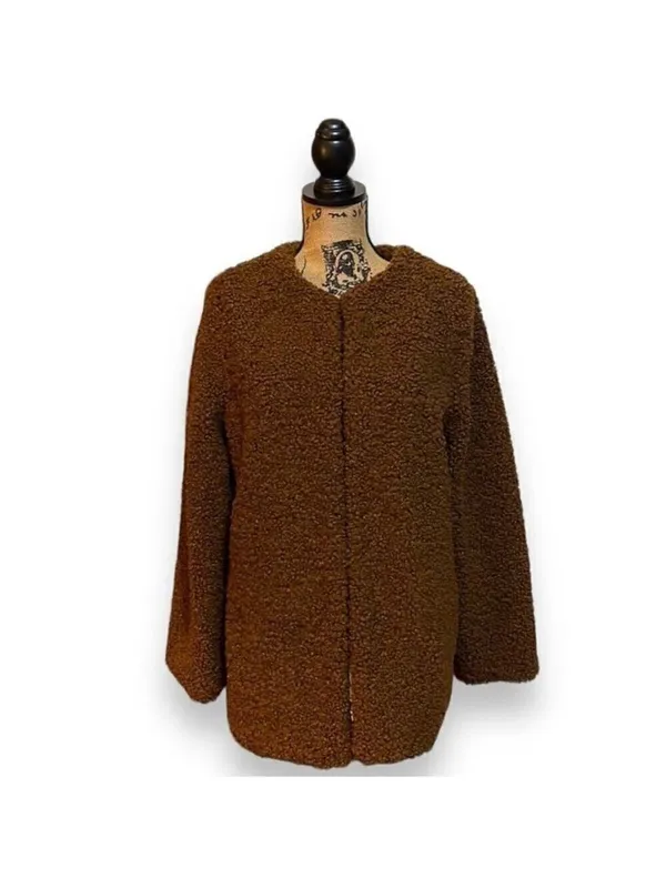 Teddy Jacket Coat Women’s Size Medium Brown Max Studio - Image 4
