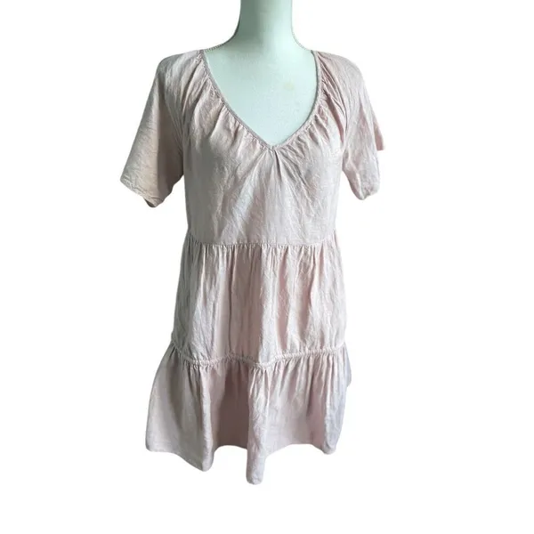 Madewell Linen Blend Lorelei Mini Dress Pale Pink Size S - Image 8