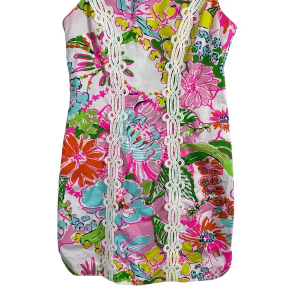 Lilly Pulitzer X Target Nosey Posie 4 Dress Bright Floral Pink Green Shift - Image 3