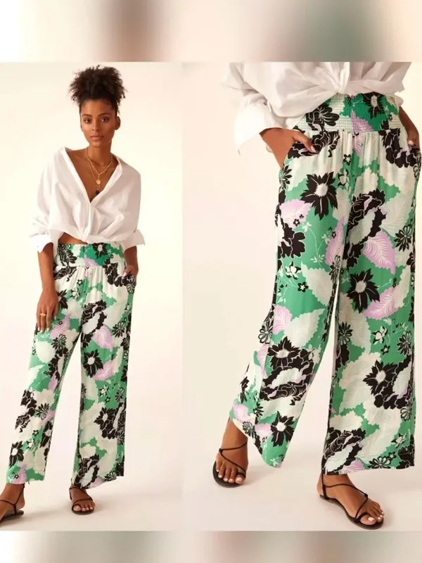 EUC Anthropologie Maeve Floral Wide Leg Pants Size - Image 2