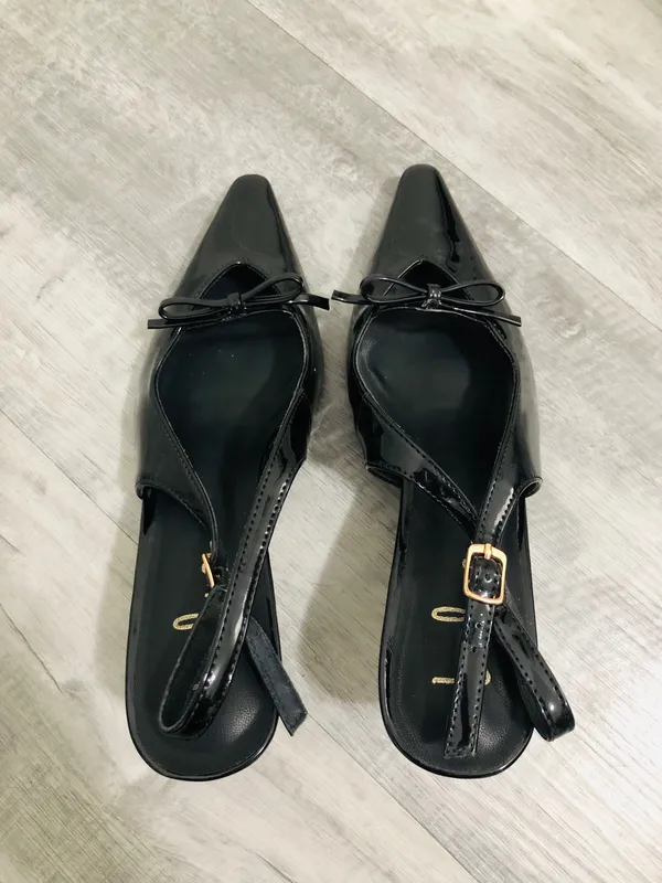 Lulus black bow pointed heels - Image 4