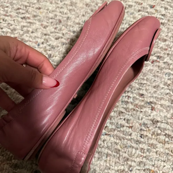 Tory Burch Minnie Travel Ballet with Leather Logo in Rosa- Size 9.5 - Image 10