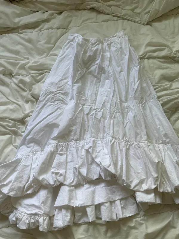 Anthropologie white poofy long skirt - Image 2