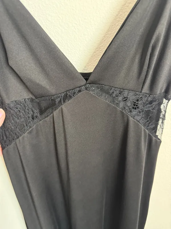 Cider Black Full Length Silky Slip Dress Size S - Image 2