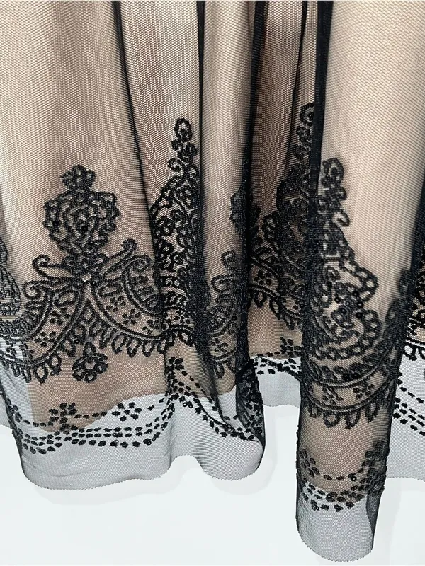David’s Bridal Caviar Beaded Black Netting Over Beige Lining Cocktail-Size 8 - Image 13