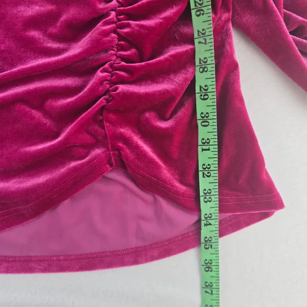 Style Cheat‎ 50O Velvet Mini Dress Long Sleeve Hot Pink Wrap Cocktail Party US 6 - Image 14