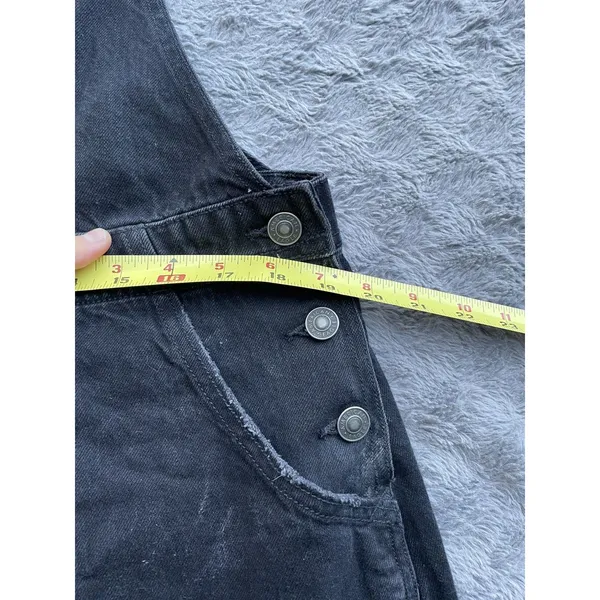 American Eagle Denim Bib Overall Maxi Dress Large Black Utility Cargo Pocket 90s - Image 11