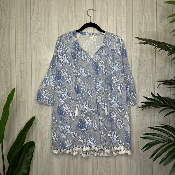 Roller Rabbit 100% Cotton Ugyen Leaves Serafina Tunic Coverup size S Small - Image 3