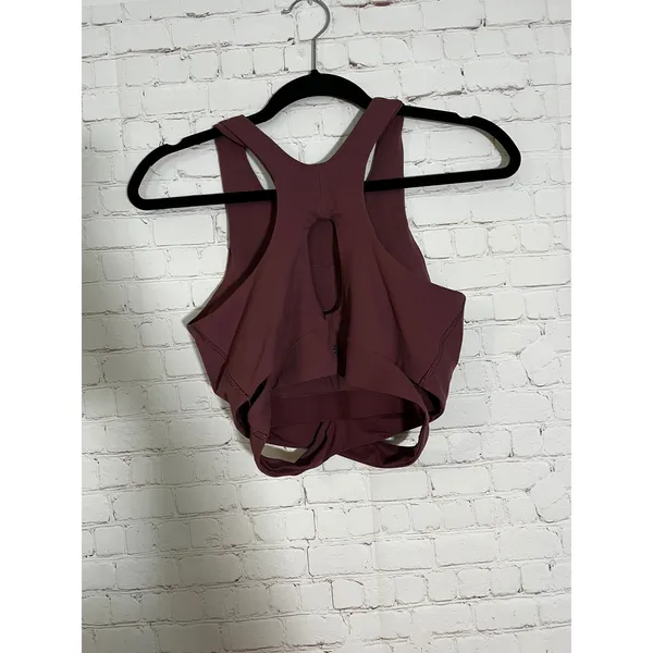 Athleta Conscious Cut Out‎ Crop A-C Sports Tank Mauve Medium High Neck Keyhole - Image 2
