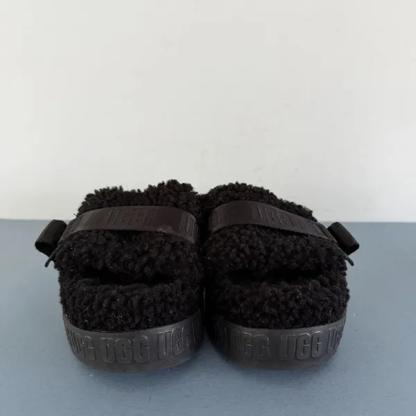 UGG Fluffita Black Platform Shearling‎ Slide Flatform Sandals - Image 3