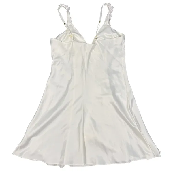 Flora Nikrooz Slip Dress Womens Small Ivory Satin Floral Strap Chemise - Image 10