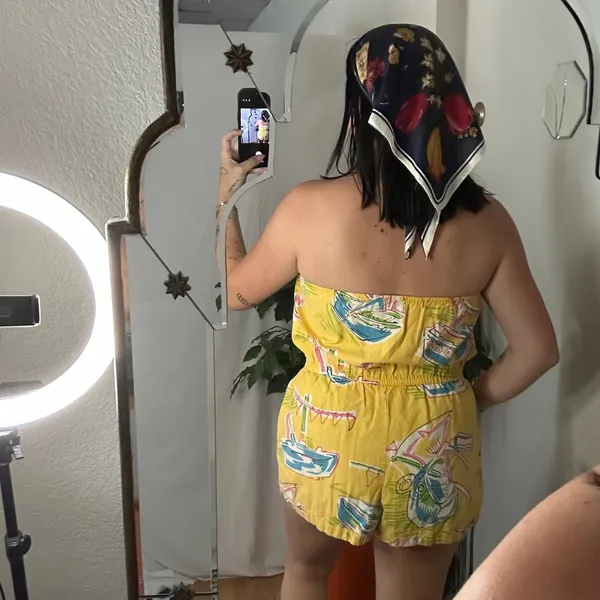 Kimchi Blue Palm Beach Strapless Playsuit Romper Yellow Size Medium 80s - Image 3