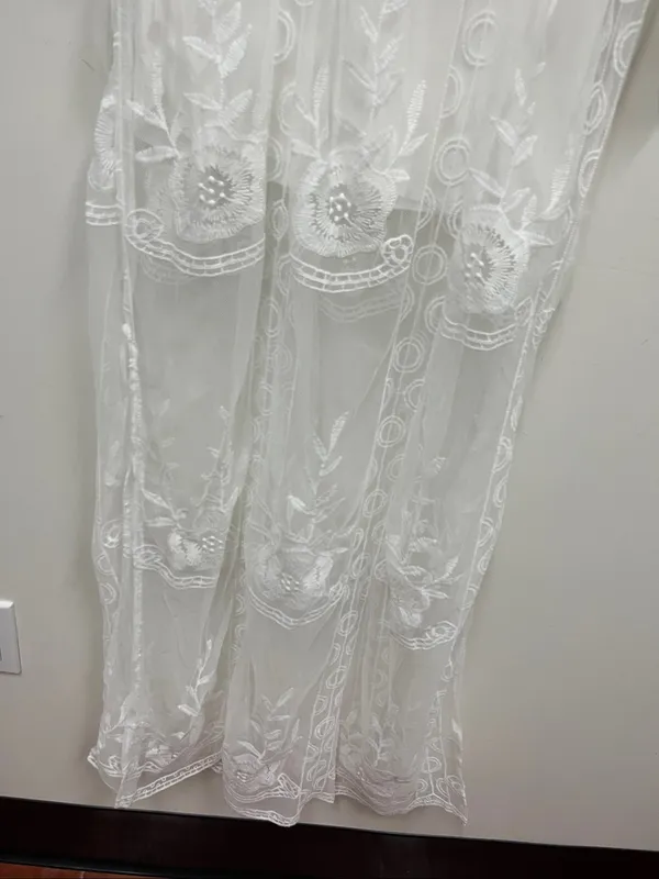New with tags Wicked AF White Sheer Dress with Embroidered Trim Size M - Image 5