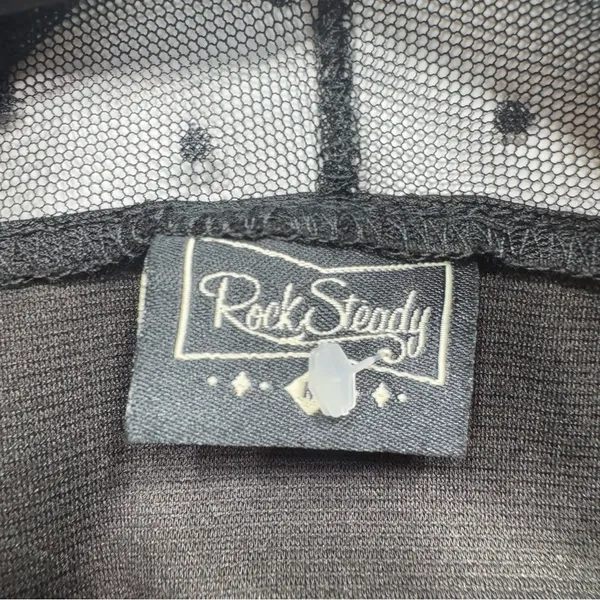 Black Sheer Polka Dot Lace Peplum Top Sweetheart Bodice Rock Steady Whimsigoth - Image 10