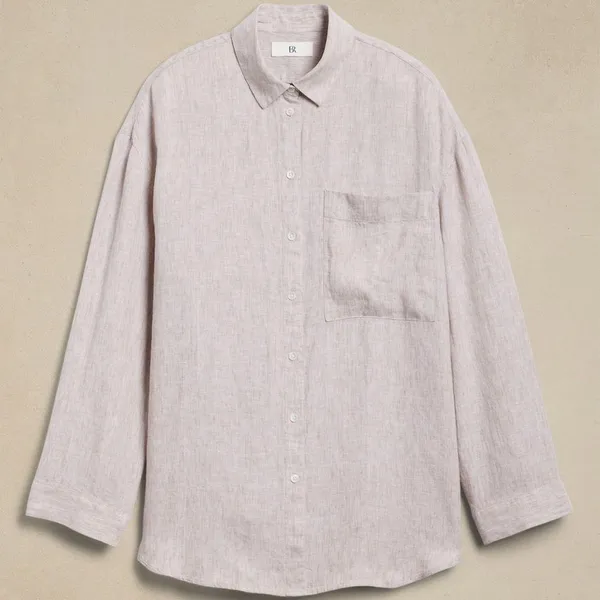 Banana Republic - Oversized Linen Shirt - M - Natural - Image 2