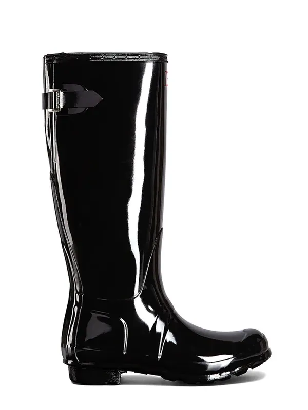 Hunter Black Original Adjustable Gloss Talk Rain Boots - Image 4