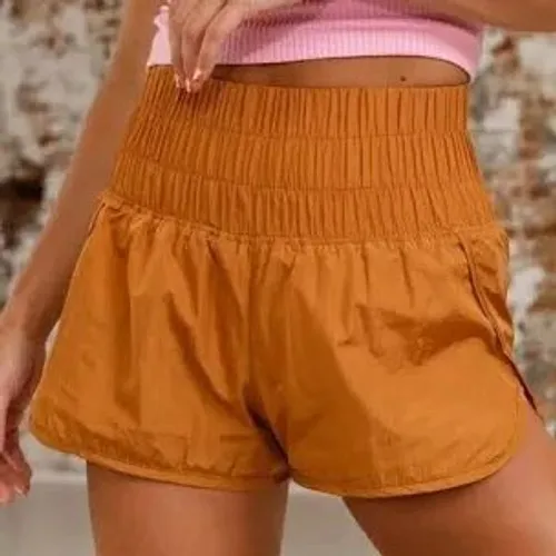 FP Movement Way Home Shorts Women S Orange Excellent High Rise Smocked Athletic - Image 2