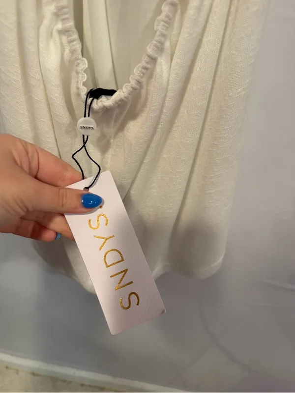 Elegant SNDY’s White Ruched Slip Beachy open back‎ Dress NWT - Image 2