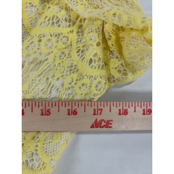 Reverse Australia Yellow Lace Long Sleeve Mini Dress V-Neck Open Back Sz Med NEW - Image 5