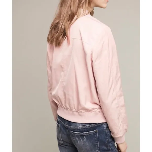 Anthropologie HEI HEI Journey Bomber Jacket Solid Light Pink Sporty Medium - Image 8