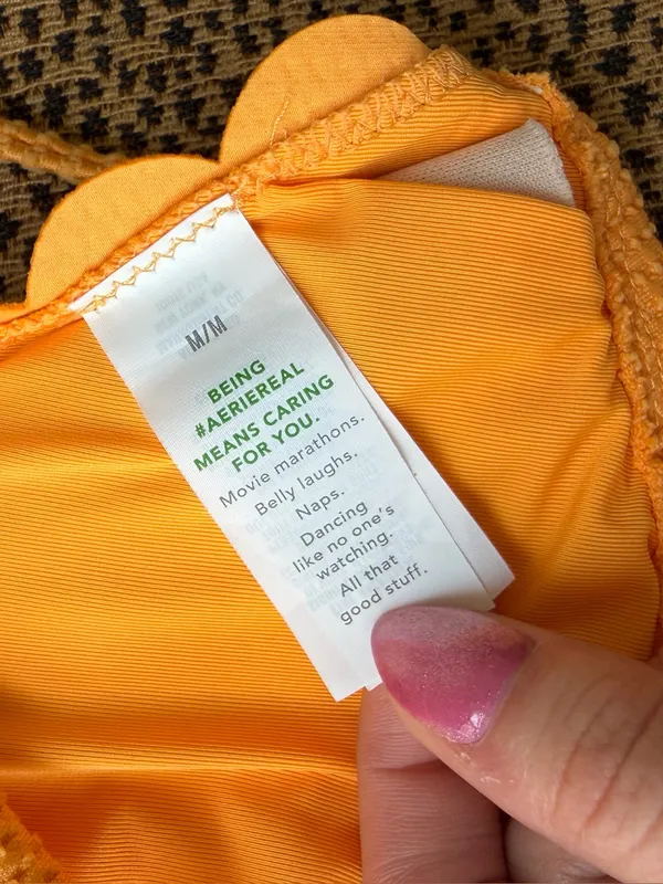 Aerie waffle scalloped triangle bikini top orange - Image 3