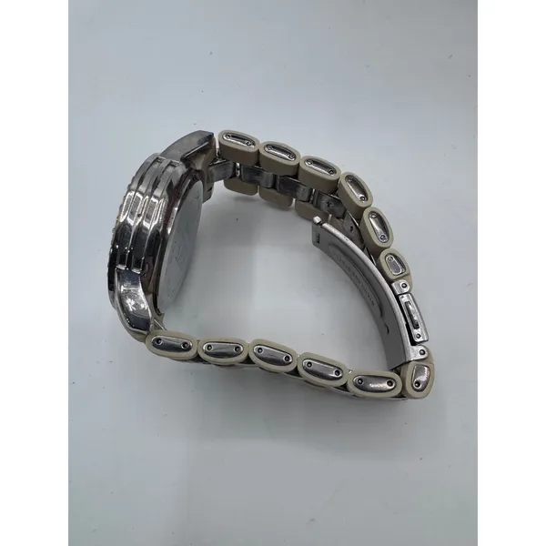 BKE Silver Tone Rhinestone Chronograph Watch Japan Movt Needs Battery‎ - Image 9