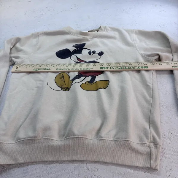 Disney Parks Walt Disney World Mickey Sweatshirt Cream Off White S Pullover Y2K - Image 13