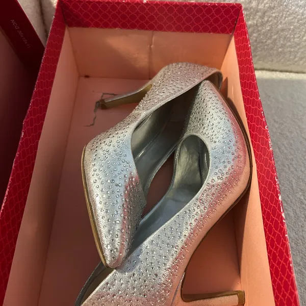 Kelly & Katie Glittering Silver Heels - Image 5
