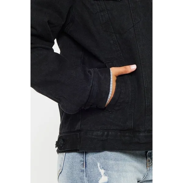 NWOT Womens KanCan‎ Sonny Sherpa Trucker Jacket acid black denim size L - Image 3