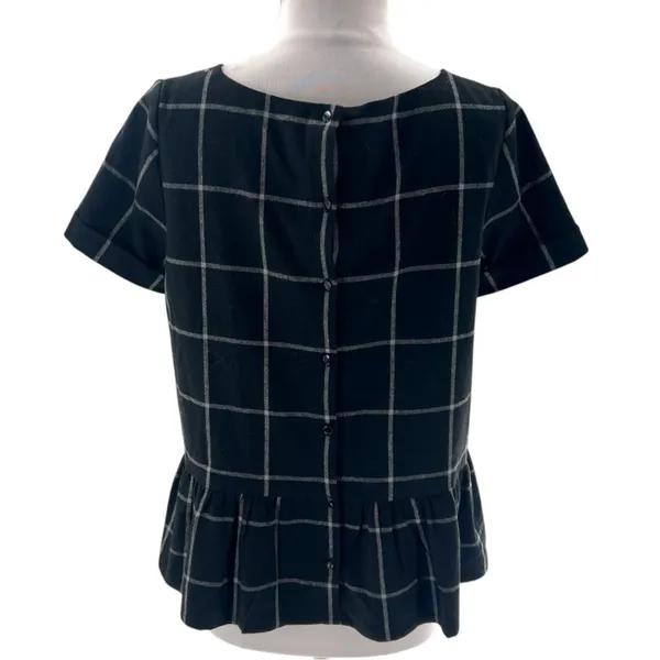 Sézane Naya Flannel Black White Check Blouse Sz‎ 36 US 4 - Image 2