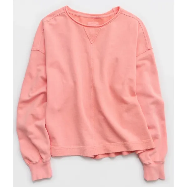 Aerie Vacay Crew Sweatshirt Wild Peach French Terry Oversized Top Small - Image 7