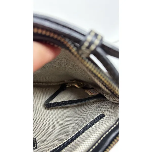 Dooney & Bourke Coated Canvas Logo Mini Slim Black Leather Trim Shoulder Bag Y2K - Image 8