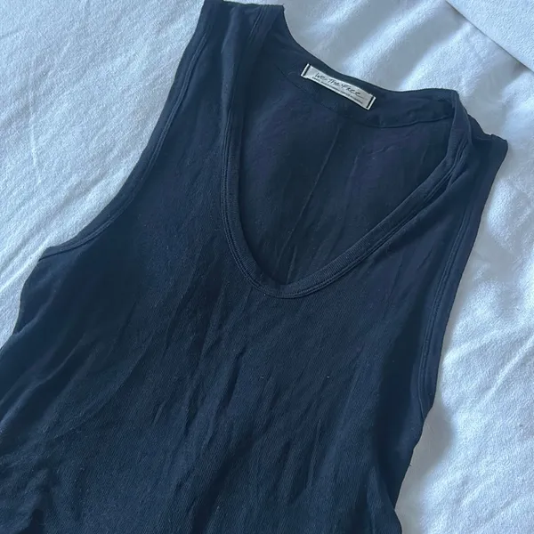 Free People Black Flowy Ribbed‎ Tank - Image 2