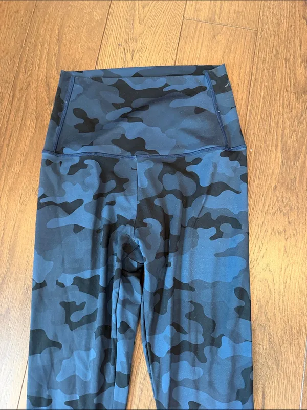 Addison Bay Blue Camo Leggings with Pink Stripe Ankle Size Medium - C11-670 - Image 2