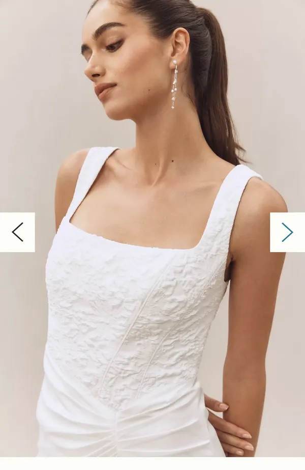 Anthropologie White Midi Dress - Image 3