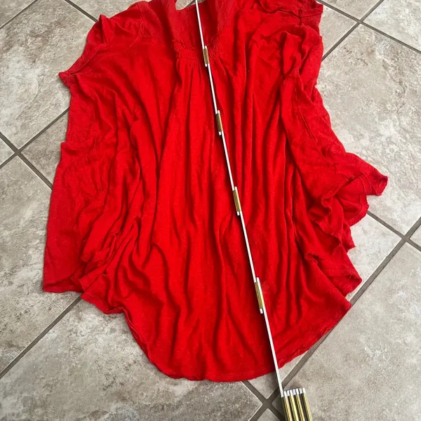 Free People Red Linen Blend Smocked Button Front Tunic Top boho Womens Small - Image 5