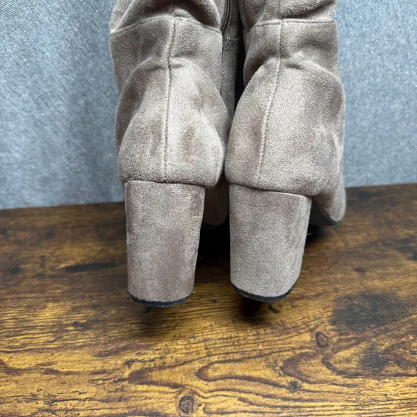 Rouge Helium Taupe Faux Suede Over The Knee Boots Size 10 Block Heel Slouchy - Image 4