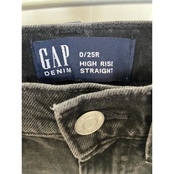 Gap Womens Jeans Sz 0 25R High Rise‎ Straight Black Denim - Image 4