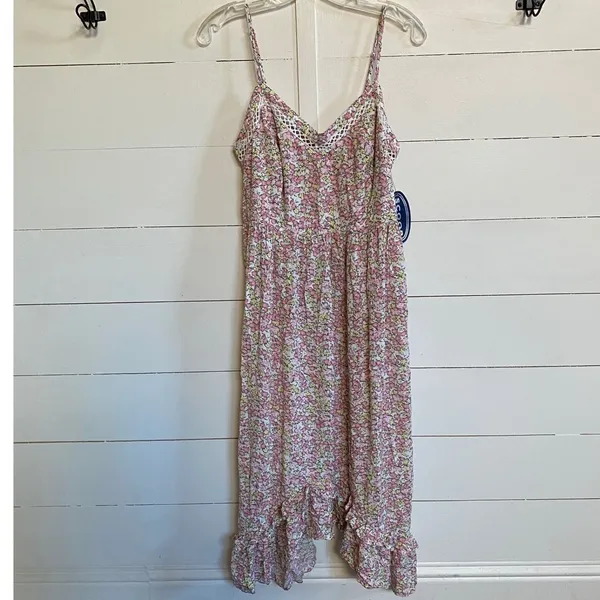 Scoop Ruffle Hem Sleeveless Midi Dress Multi Dainty Floral cottage M 8-10‎ NWT - Image 12
