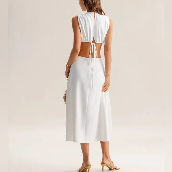 Rihoas White Cutout Sleeveless Midi Dress - Image 5